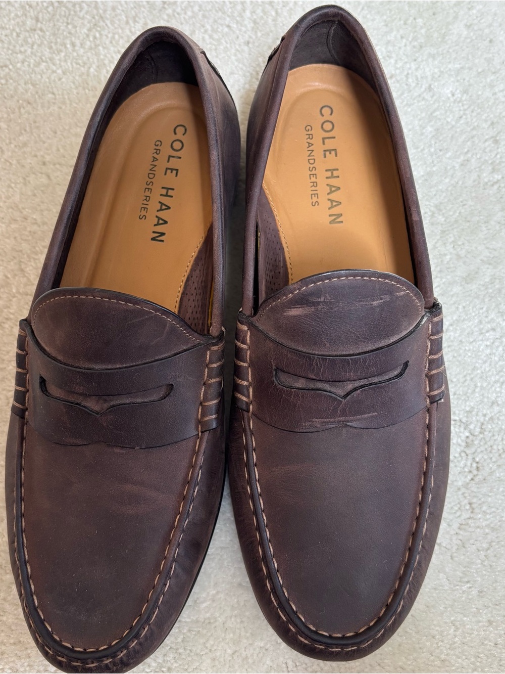 Cole Haan Men’s Haze Brown Leather Penny Loafers